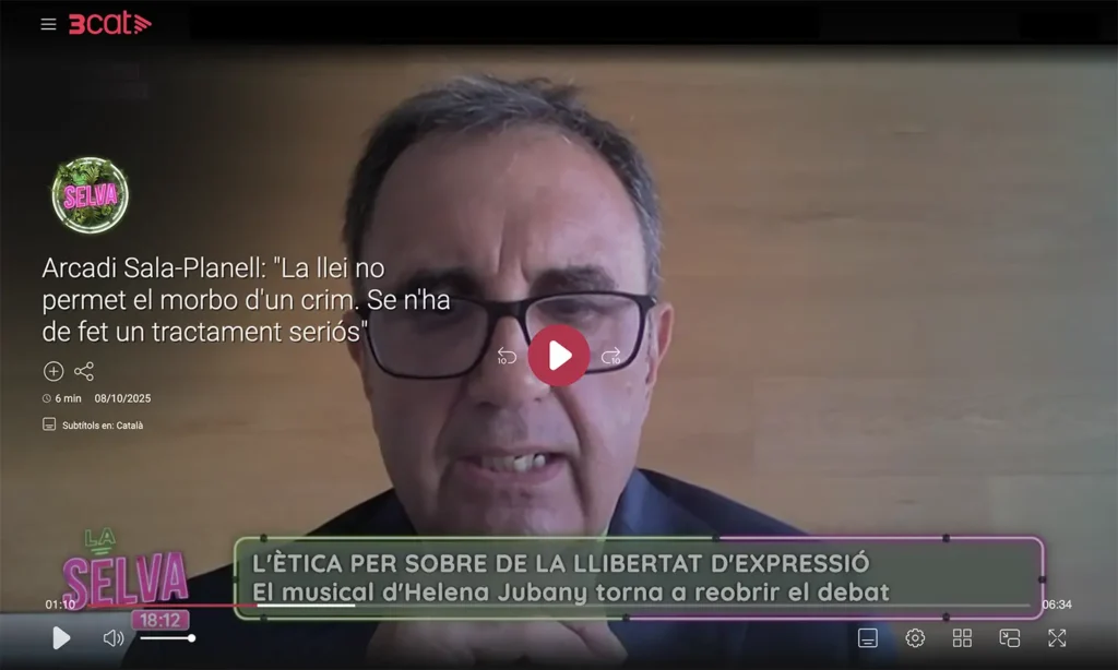 Arcadi Sala-Planell, abogado experto en derecho civil, nos habla del caso del musical sobre Helena Jubany.